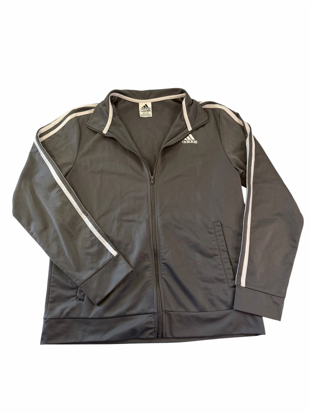 adidas Gray Track Jacket with White Stripes